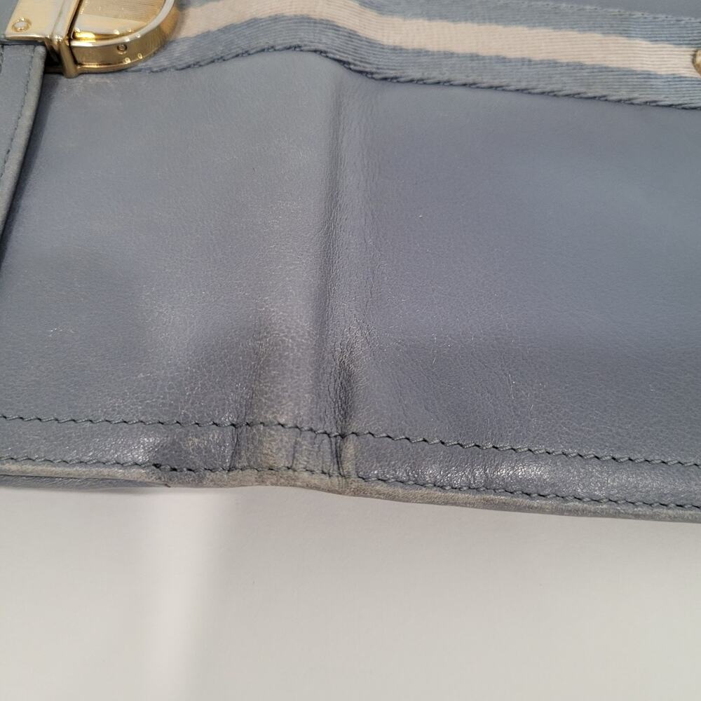Bally Switzerland Wallet‎ Organizer Blue Large Leather Clutch Clasp Striped Logo - Picture 12 of 15